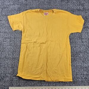 Vintage 80's 90's HANES Heavyweight 100% Cotton Size Medium T-SHIRT Blank Yellow